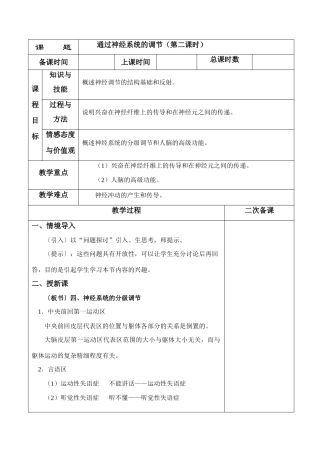 2－1通过神经系统的调节（第二课时）