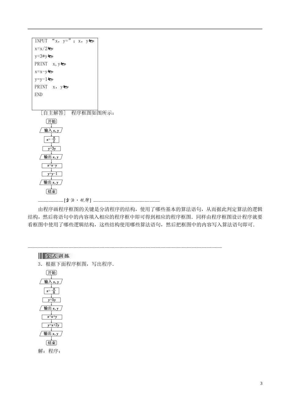 2015高中数学 1.2.1输入语句、输出语句和赋值语句总结 新人教A版必修3_第3页