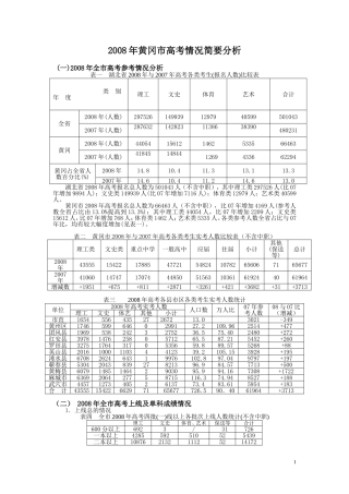 21、2008年黄冈市高考情况简要分析