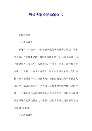 野炊大联欢活动策划书