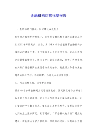 金融机构运营视察报告-