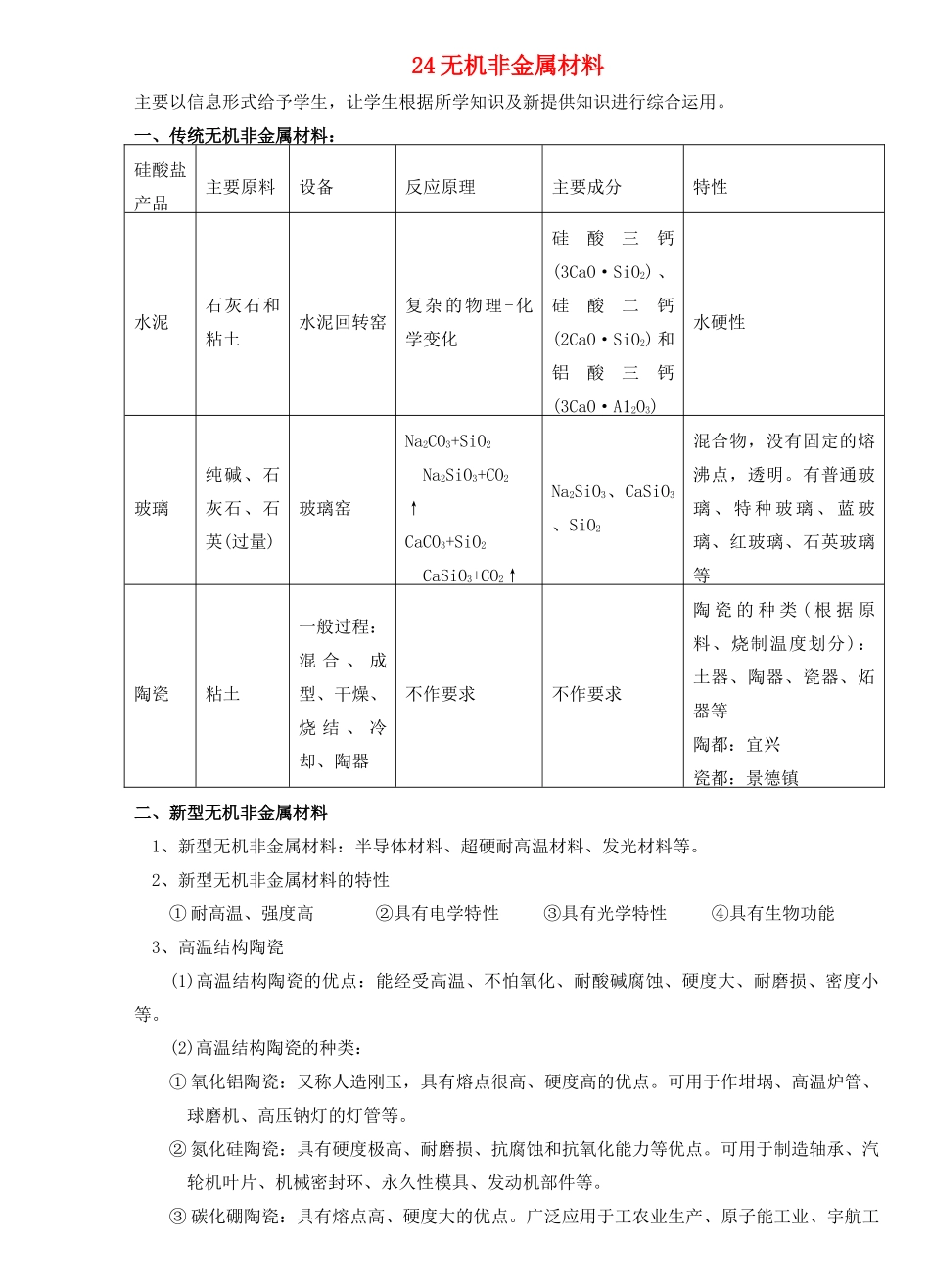 24无机非金属材料_第1页