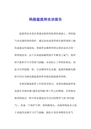 钨极氩弧焊实训报告