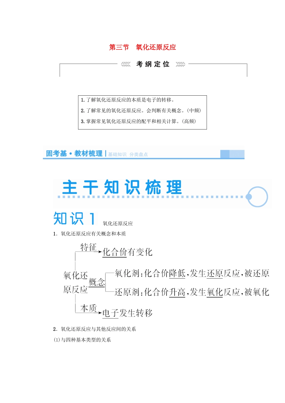 2015届高考化学大一轮复习 第二章 第三节 氧化还原反应（含解析）_第1页