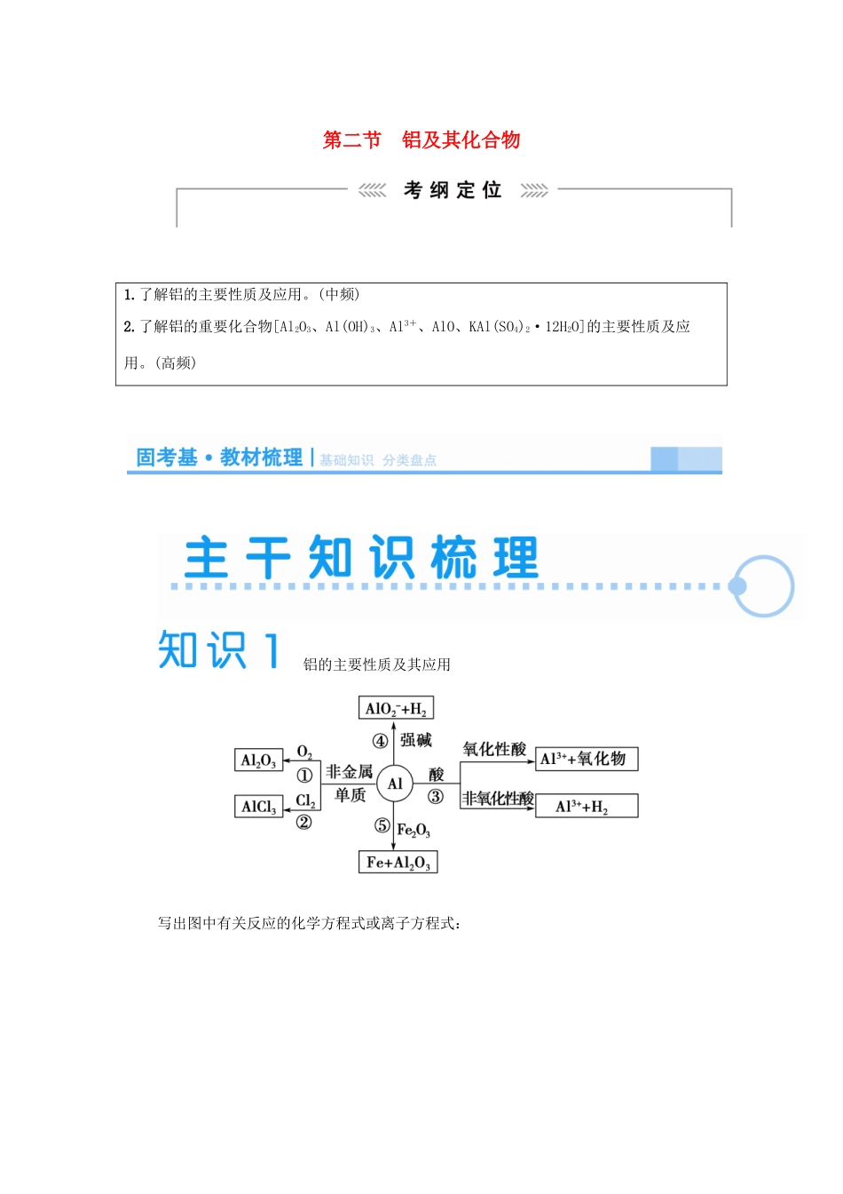 2015届高考化学大一轮复习 第三章 第二节 铝及其化合物（含解析）_第1页