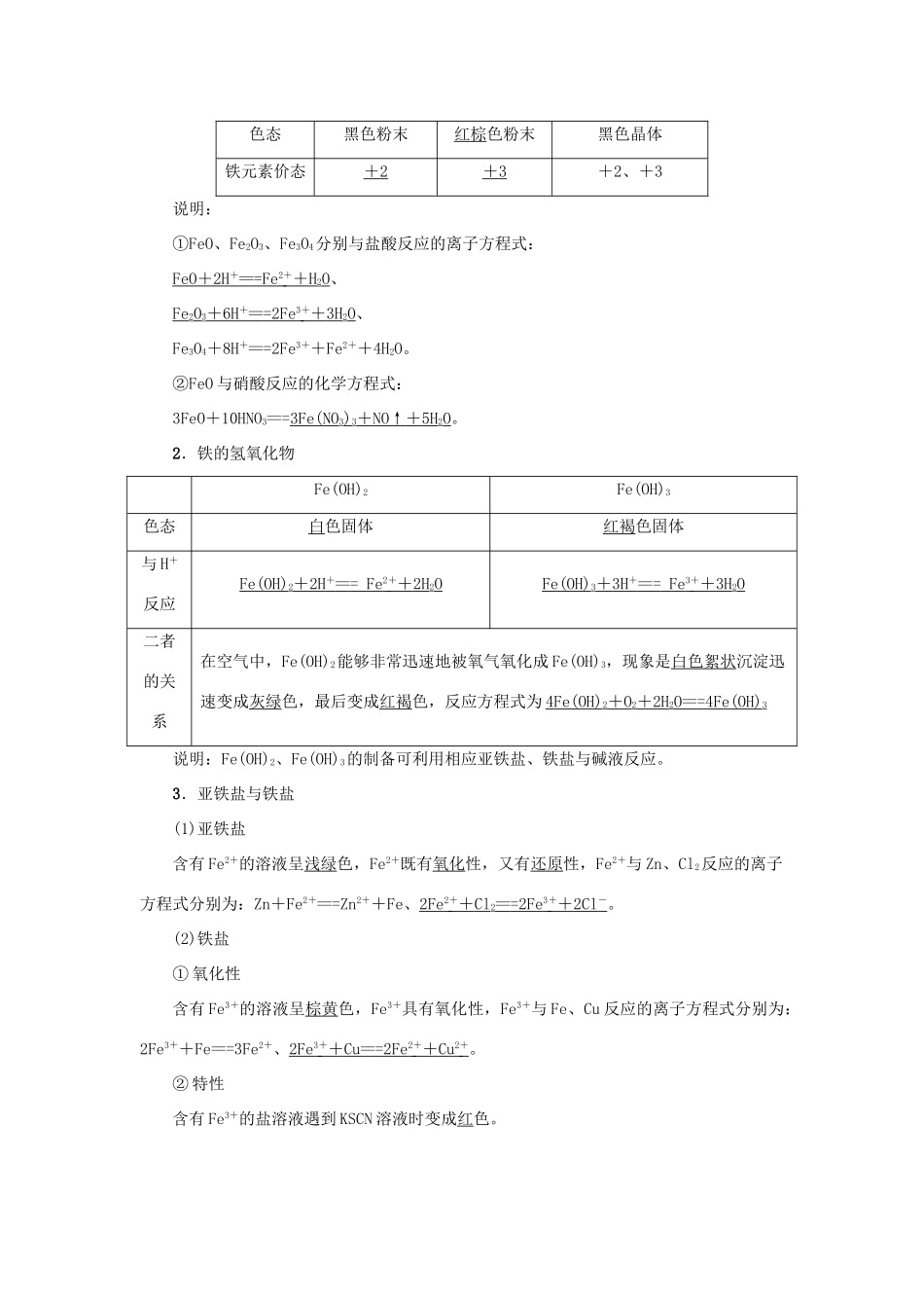 2015届高考化学大一轮复习 第三章 第三节 铁及其化合物（含解析）_第3页