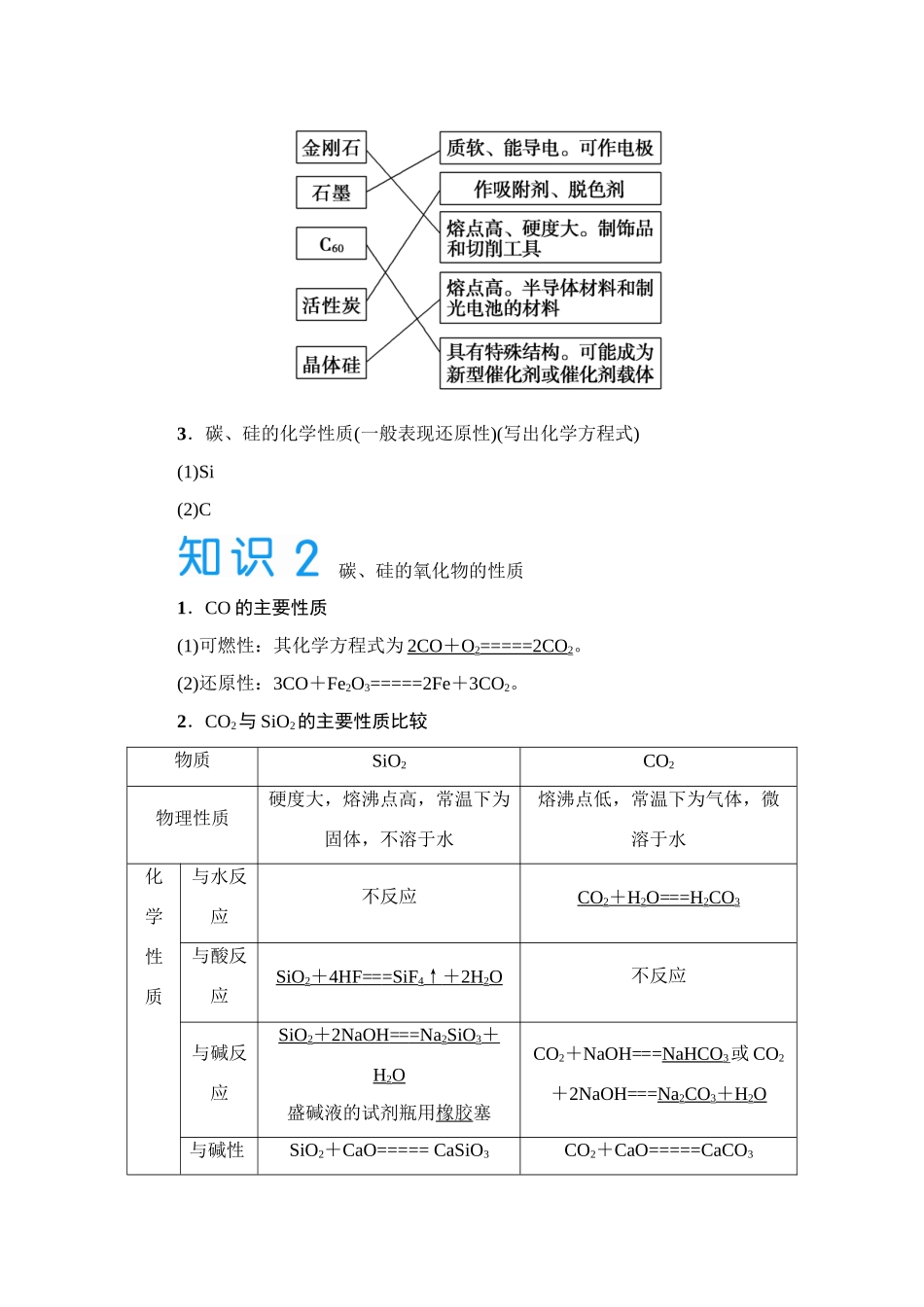 2015届高考化学大一轮复习 第四章 第一节 无机非金属材料的主角——硅（含解析）_第2页