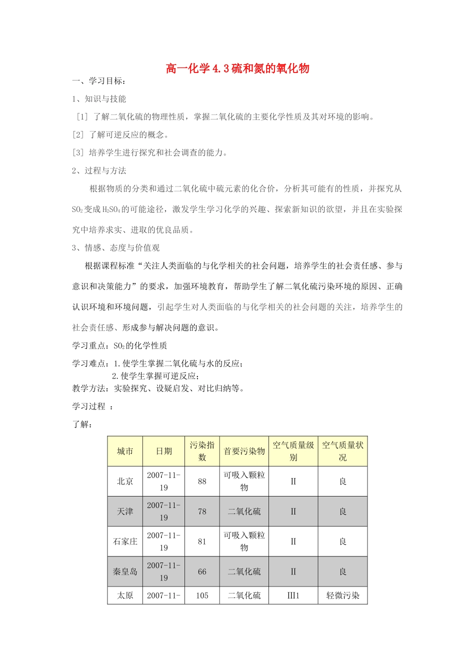 4.3硫和氮的氧化物_第1页