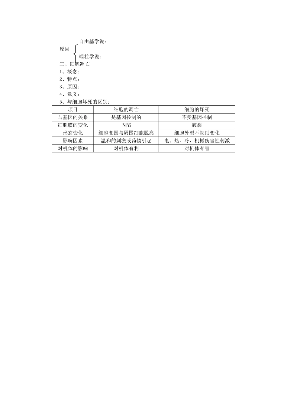6.3《细胞的衰老和凋亡》教案（新人教版必修1）_第3页