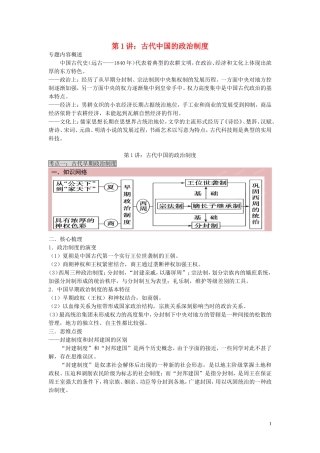 2015届高考历史二轮复习 专题1 中国古代史 第1讲 中国古代的政治制度教学案
