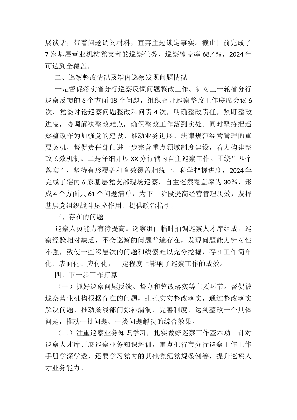 银行分行年度巡察工作报告_第2页