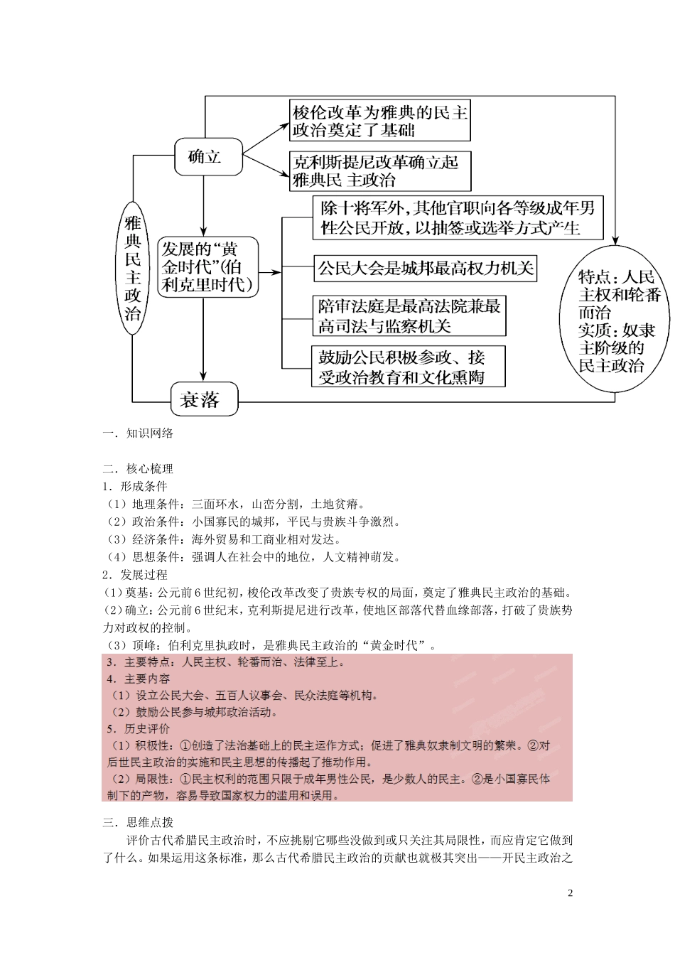 2015届高考历史二轮复习 专题4 世界通史 第10讲 古代希腊、罗马的政治制度教学案_第2页