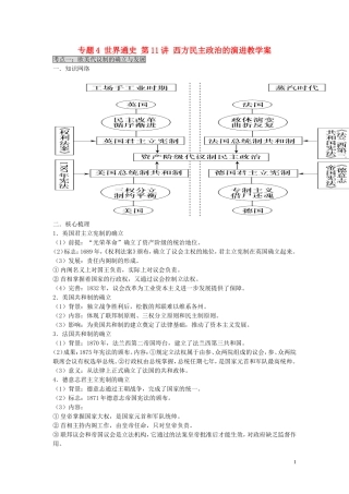 2015届高考历史二轮复习 专题4 世界通史 第11讲 西方民主政治的演进教学案