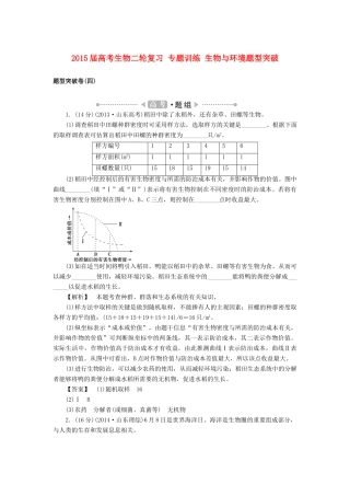 2015届高考生物二轮复习 专题训练 生物与环境题型突破