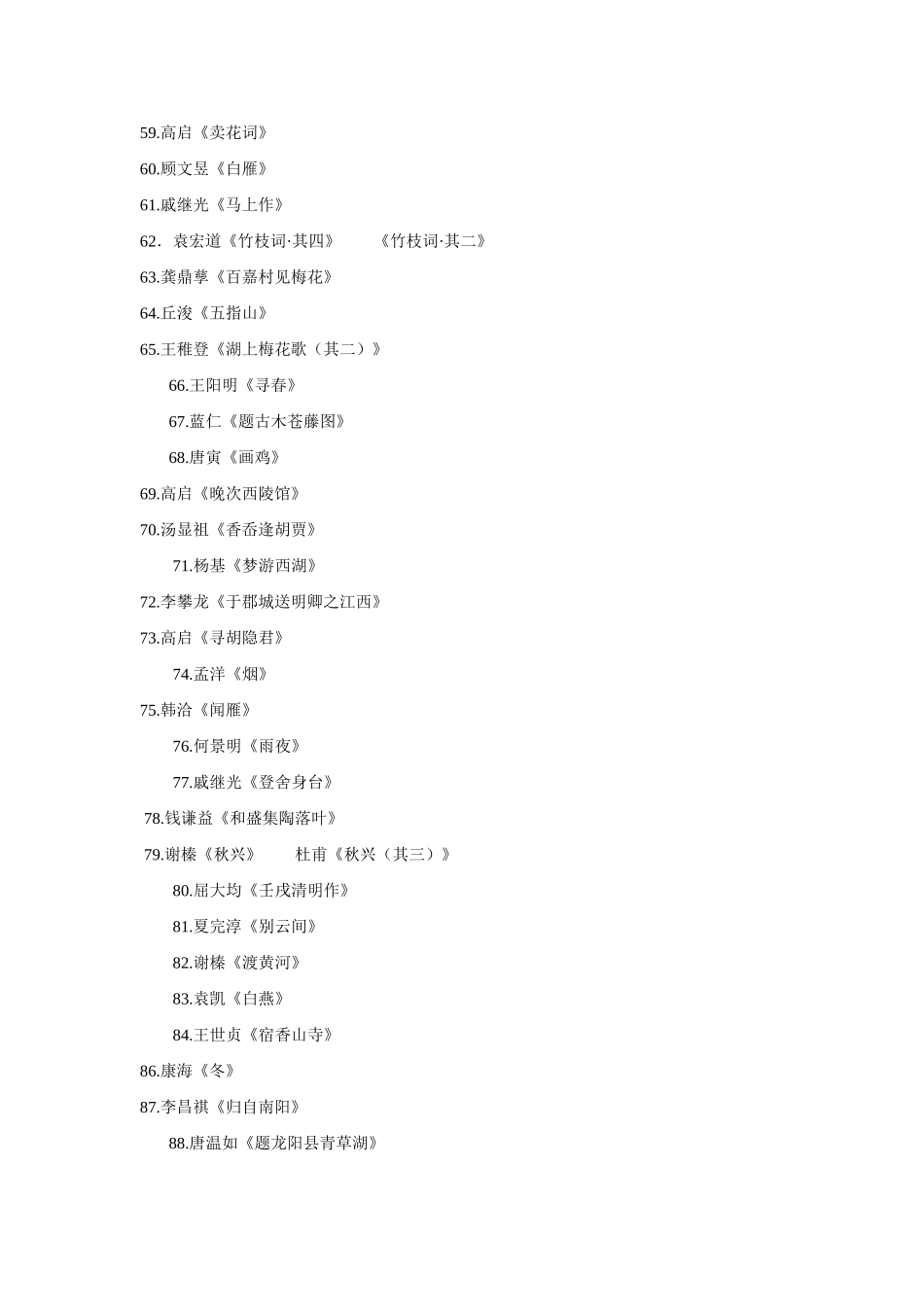 2015高考语文 古诗词鉴赏 明诗鉴赏100例_第3页