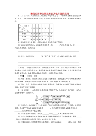2015届高考生物二轮复习 专项训练 酶的应用和生物技术在其他方面的应用