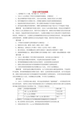 2015届高考生物二轮复习 专项训练 实验与探究检测题