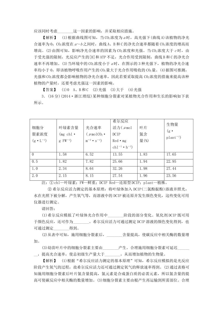 2015届高考生物二轮复习 专项训练 细胞的代谢_第2页