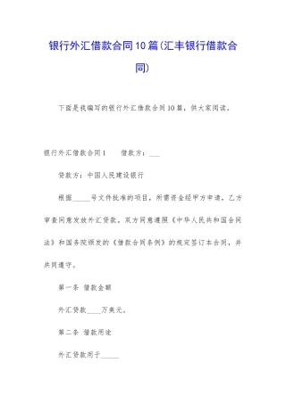 银行外汇借款合同10篇