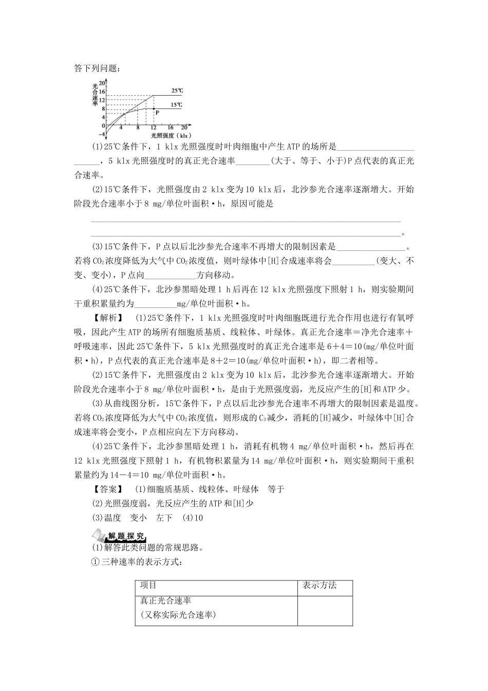 2015届高考生物二轮复习讲义 光合作用和细胞呼吸_第2页