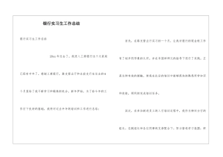 银行实习生工作总结