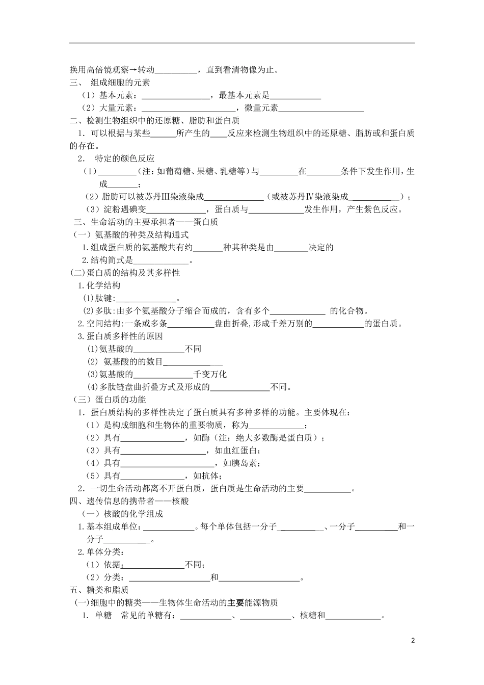 2015高中生物 学业水平复习测试 第1单元 走近细胞 新人教版必修1_第2页
