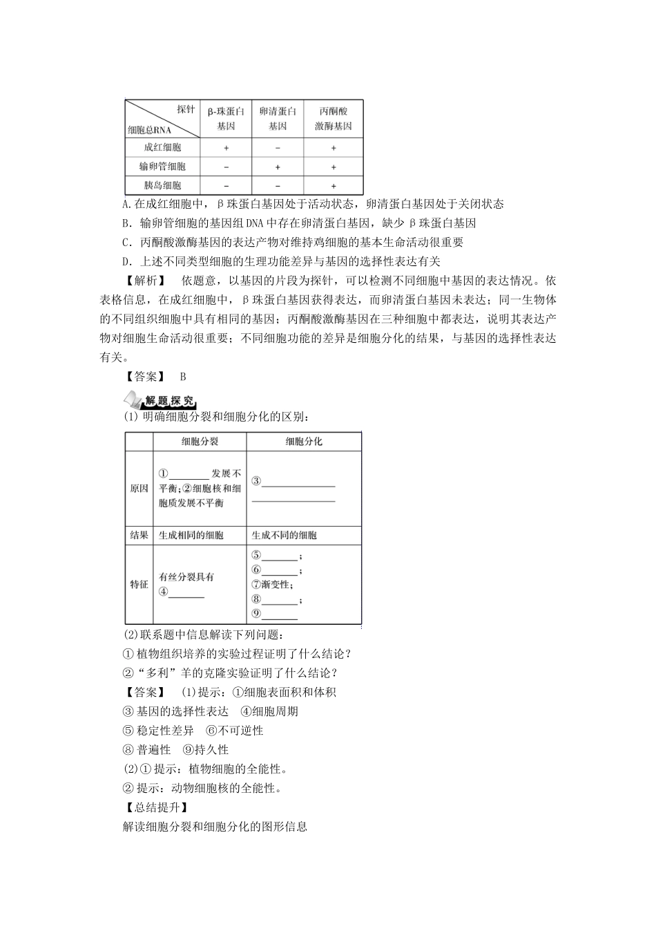 2015届高考生物二轮复习讲义 细胞的分化、衰老、凋亡和癌变_第2页