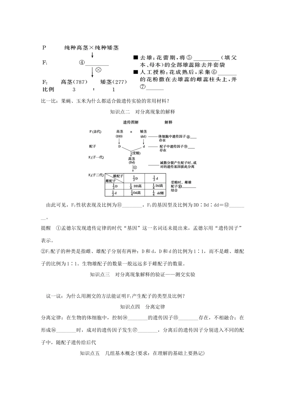 2015届高考生物一轮复习 1.1 孟德尔的豌豆杂交实验（一）（含解析）新人教版必修2_第2页