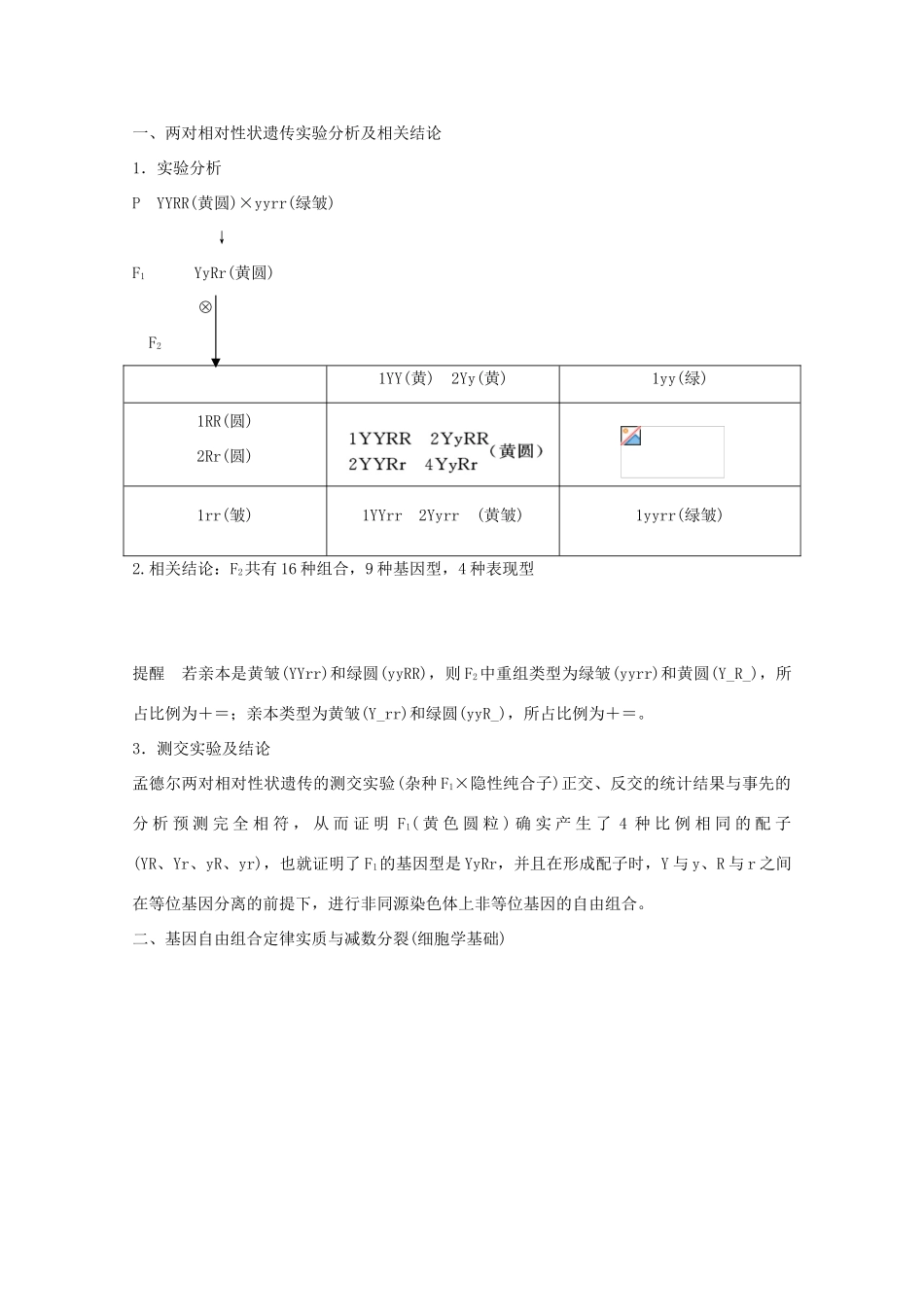 2015届高考生物一轮复习 1.2 孟德尔的豌豆杂交实验（二）教案（含解析）新人教版必修2_第3页