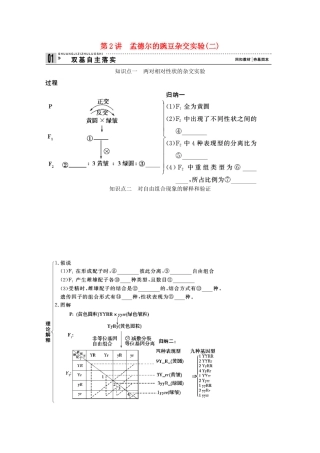 2015届高考生物一轮复习 1.2 孟德尔的豌豆杂交实验（二）教案（含解析）新人教版必修2