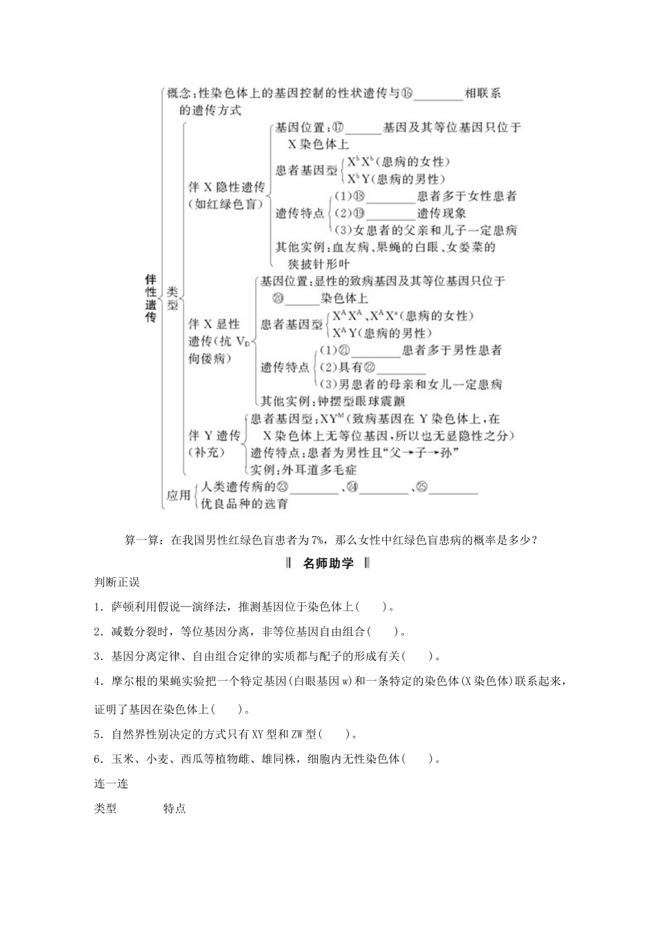 2015届高考生物一轮复习 1.4 基因在染色体上伴性遗传教案（含解析）新人教版必修2_第2页