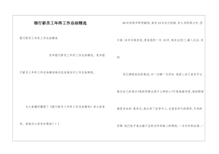 银行新员工年终工作总结精选