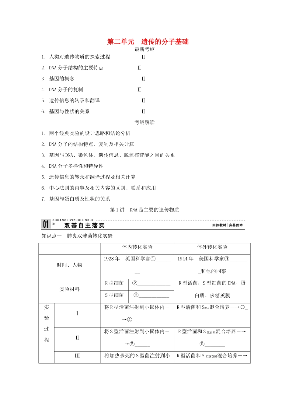 2015届高考生物一轮复习 2.1 DNA是主要的遗传物质教案（含解析）新人教版必修2_第1页