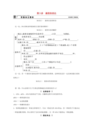2015届高考生物一轮复习 2.3 基因的表达教案（含解析）新人教版必修2