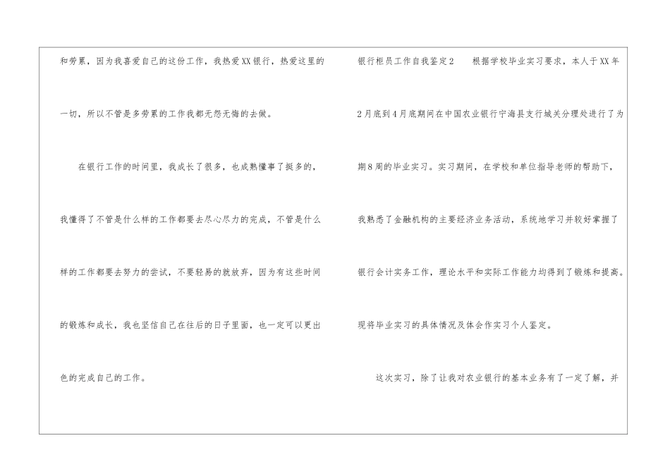 银行柜员工作自我鉴定_第3页
