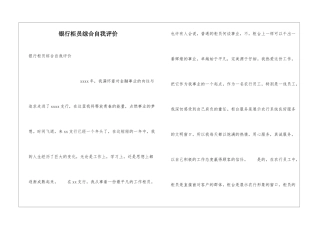 银行柜员综合自我评价