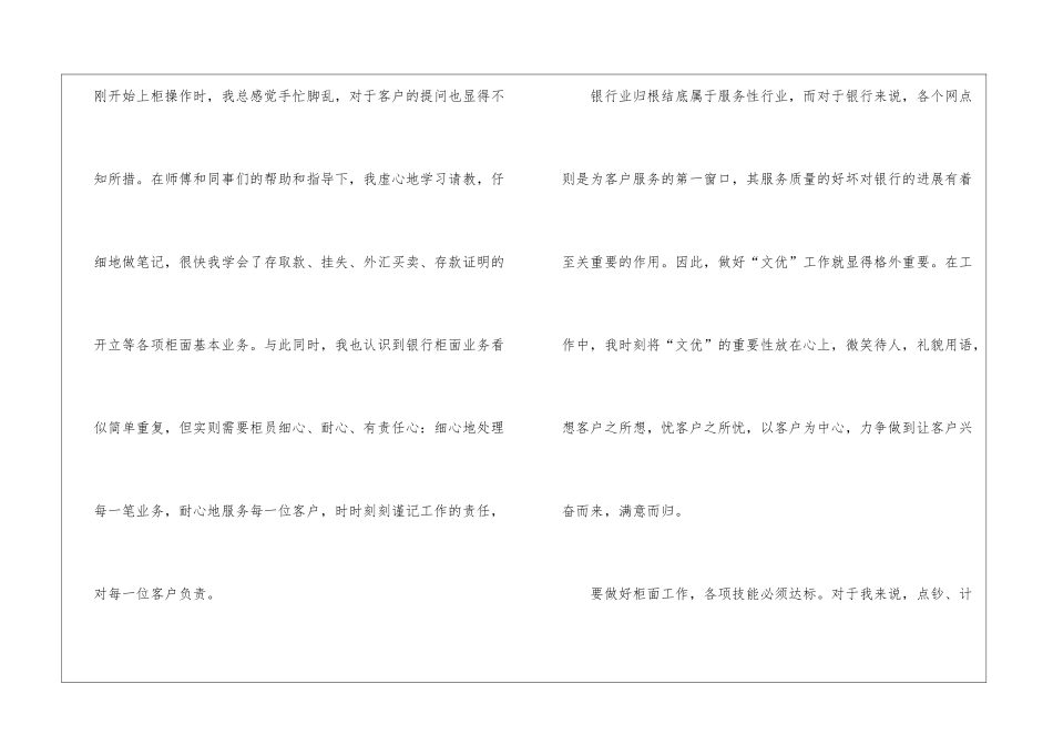 银行柜员试用期工作总结_第2页