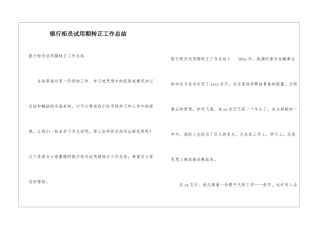 银行柜员试用期转正工作总结