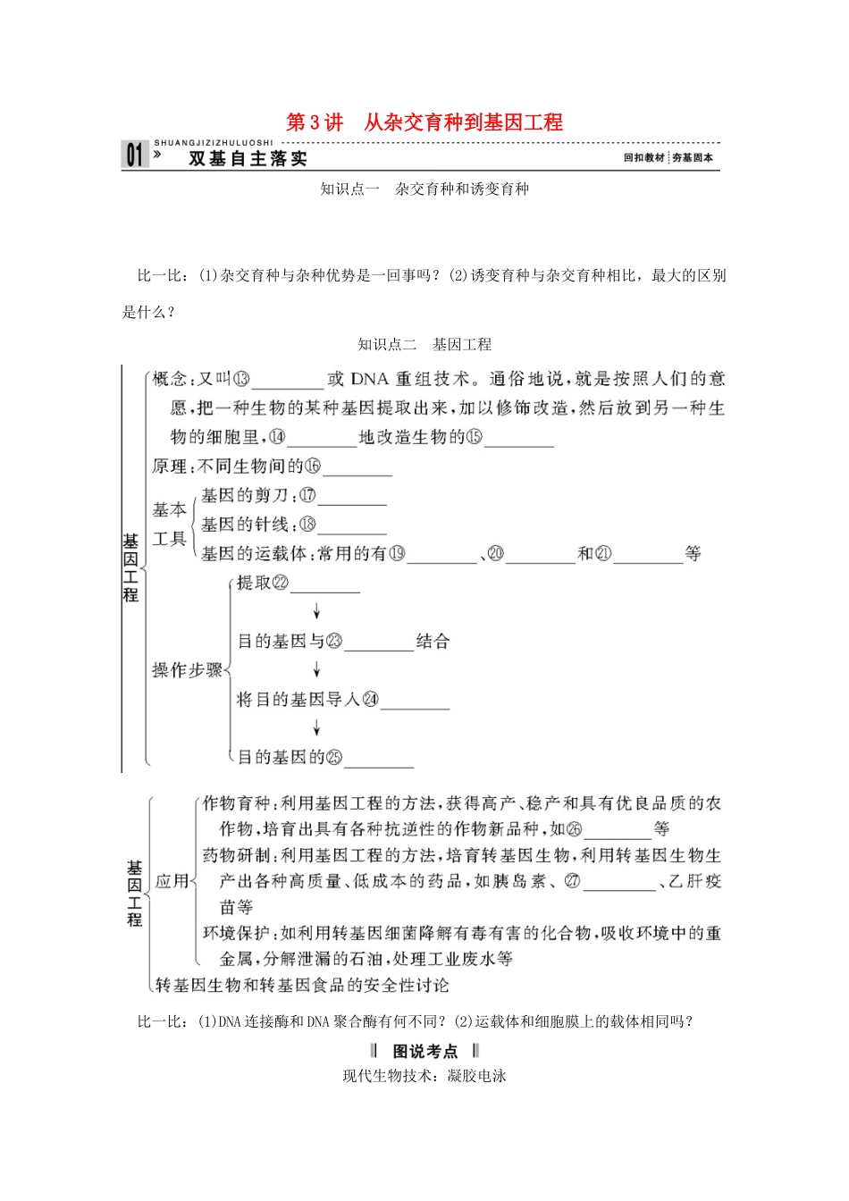 2015届高考生物一轮复习 3.3 从杂交育种到基因工程教案（含解析）新人教版必修2_第1页