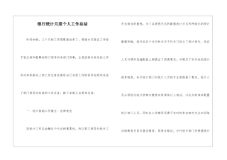 银行统计月度个人工作总结