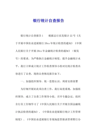 银行统计自查报告