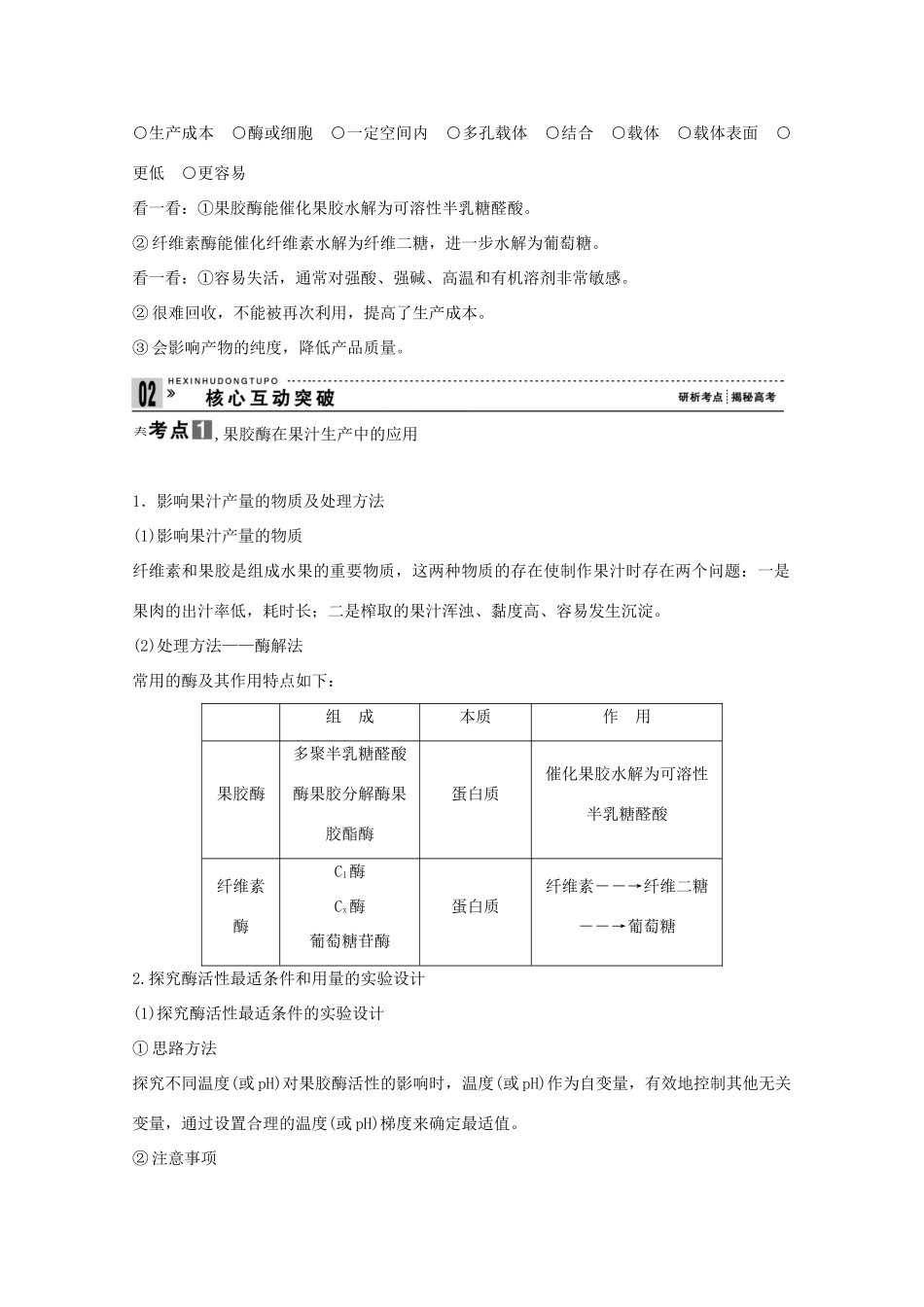 2015届高考生物一轮复习 专题三 酶的应用教案（含解析）新人教版选修1_第3页