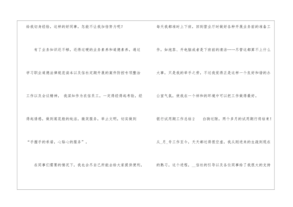银行试用期工作总结_第3页