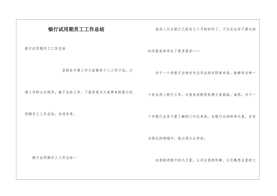 银行试用期员工工作总结_第1页