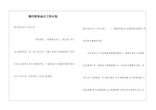 银行财务会计工作计划
