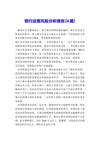 银行运营风险分析报告