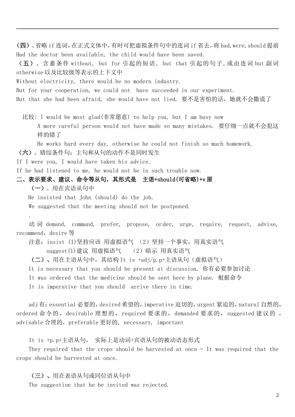 2015届高考英语总复习 语法先行 虚拟语气预习学案（含解析）_第2页