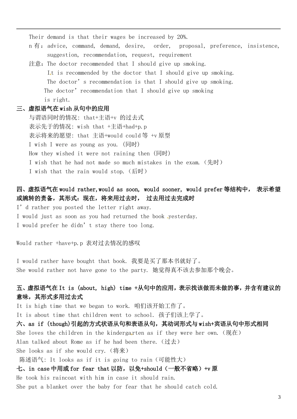 2015届高考英语总复习 语法先行 虚拟语气预习学案（含解析）_第3页