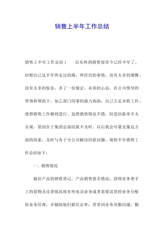 销售上半年工作总结