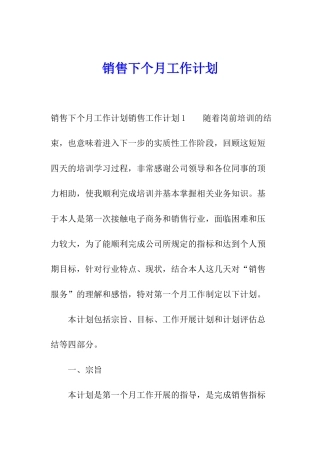 销售下个月工作计划